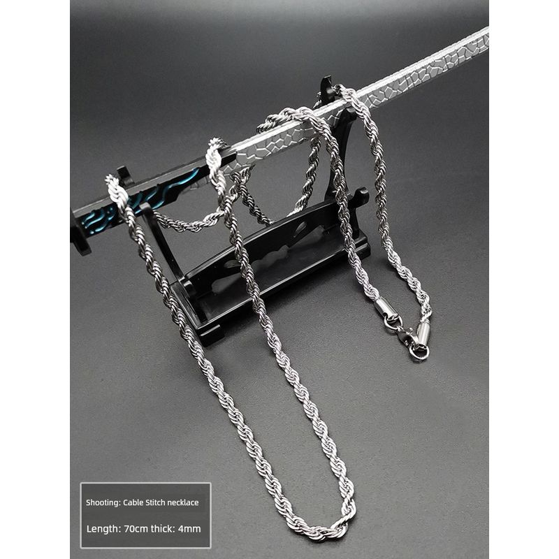 Style Necklace Men's Trendy Necklace Hemp Flowers Chain Women's Hip Hop Chain Thick Men All-Match Jewelry Clavicle Chain Light Luxury Minority