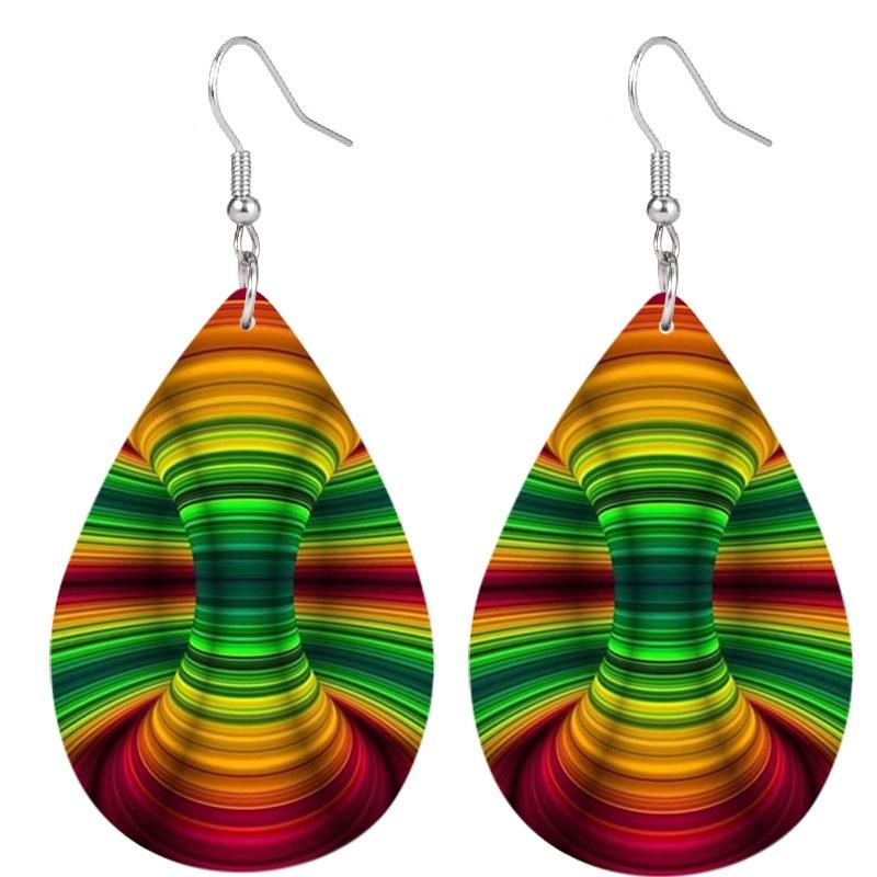 Colored Abstract Stripes PU Earrings Fashion Jewelry Elegant Earrings Pride Earrings Party Earrings Holiday Gift for Friends Party Favor