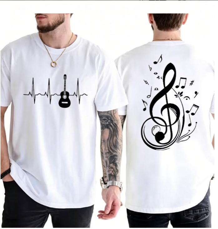 Unisexs Fashion Tshirt Summer Street Round Neck Casual Camisetas Tshirt Music Notes Design TShirts for WoUnisex Unisex Short Sleeve