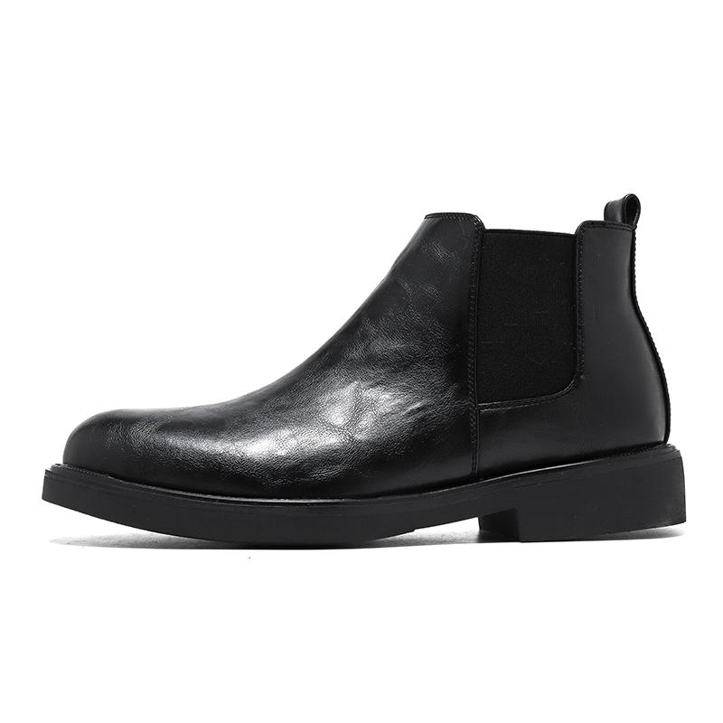 Side Zipper Mens Chelsea Boots British Style Ankle Boots Punk Style Male Motorcycle Boots Versatile Non-Slip Men Casual Footwear