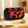 Urban Digital Monster Face Printed Double-Layer Flip-Top Black Pencil Case - Back-To-School Essential Pencil Box, Daily Multifunctional Makeup Bag, La