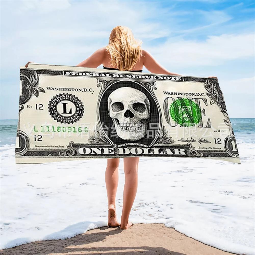 Vintage Dollar Print Beach Towel Beach Quick Drying Bath Towel Microfiber Beach Towel Seaside