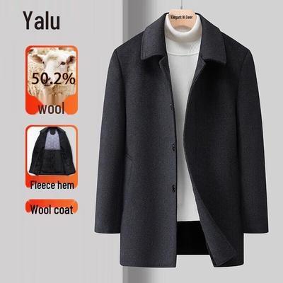 Yalu Men's Wool Blend Mid-Length Winter Coat