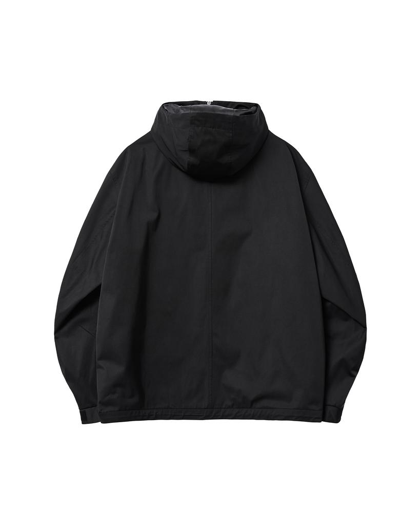 Misekiseoul Men High Neck Hoodie Shell Parka Black