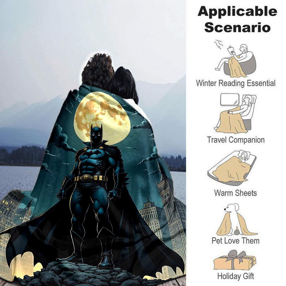 1pc Batman Full Moon Flannel Blanket Soft Warm Throw for Home, Office, Travel, All-Season Cozy Bedding GiftL1263