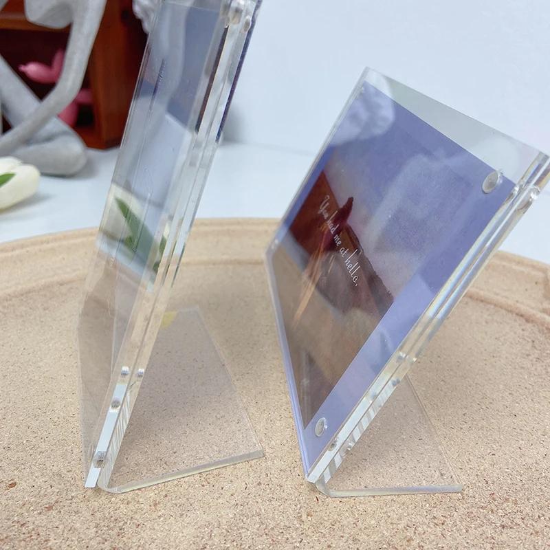 Acrylic Photo Frame Transparent Magnetic Picture Frame Kpop Photocard Holder Cadre Photo Idol Card Display Stand Room Decor