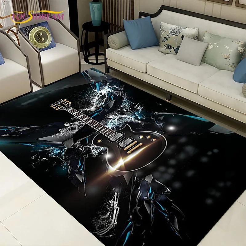 Tapete criativo 3d de água e fogo para guitarra, tapetes para decoração de sala de estar, quarto, cozinha, banheiro, tapetes antiderrapantes