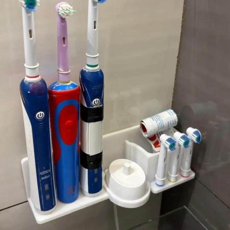 No Drill Adhesive Bathroom Organizer Suitable for Oral B Electric Toothbrush Holder Charger Storage