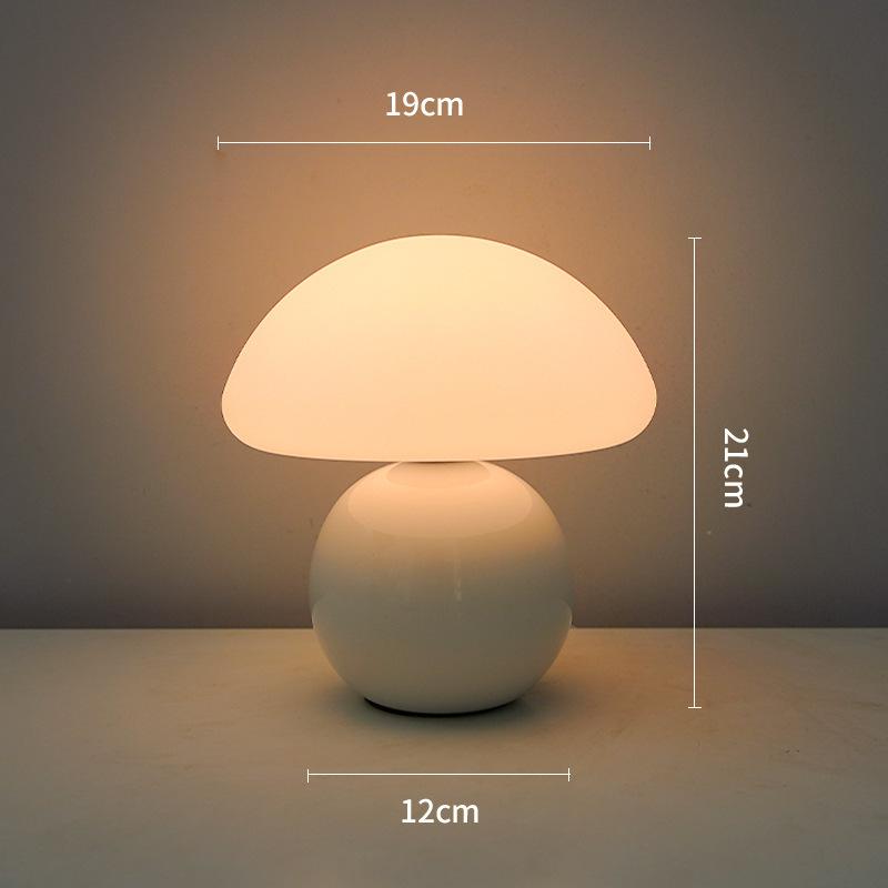 Cream Ceramic Mushroom Night Light LED Dimmable Bedside Lamp Warm Decor Lighting
