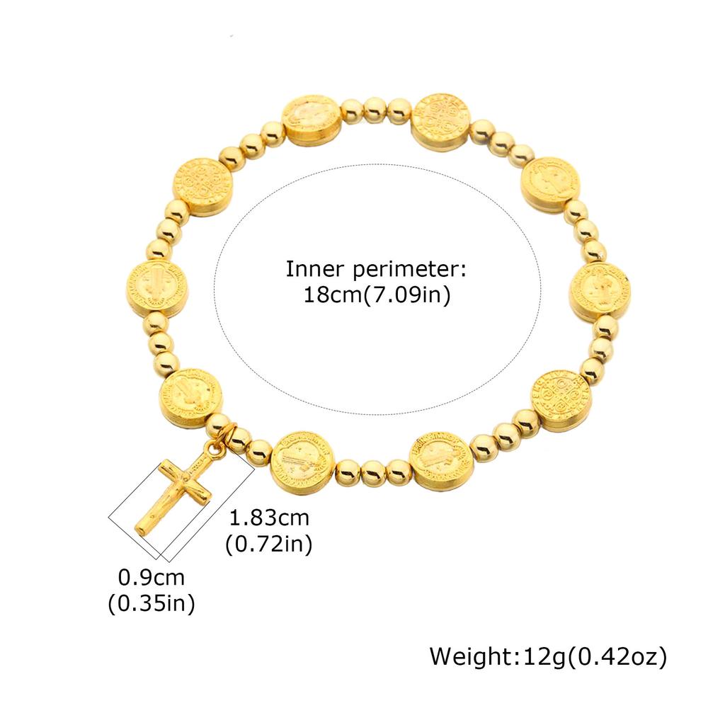 Religious Cross Bracelet Round Rosary Children Baptism Bracelet Favor Catholic Mini Rosary Beads Bracelet For Women Gift