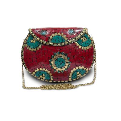 Bridal Women's Antique Brass Purse Ethnic Handmade Metal Clutch Bag