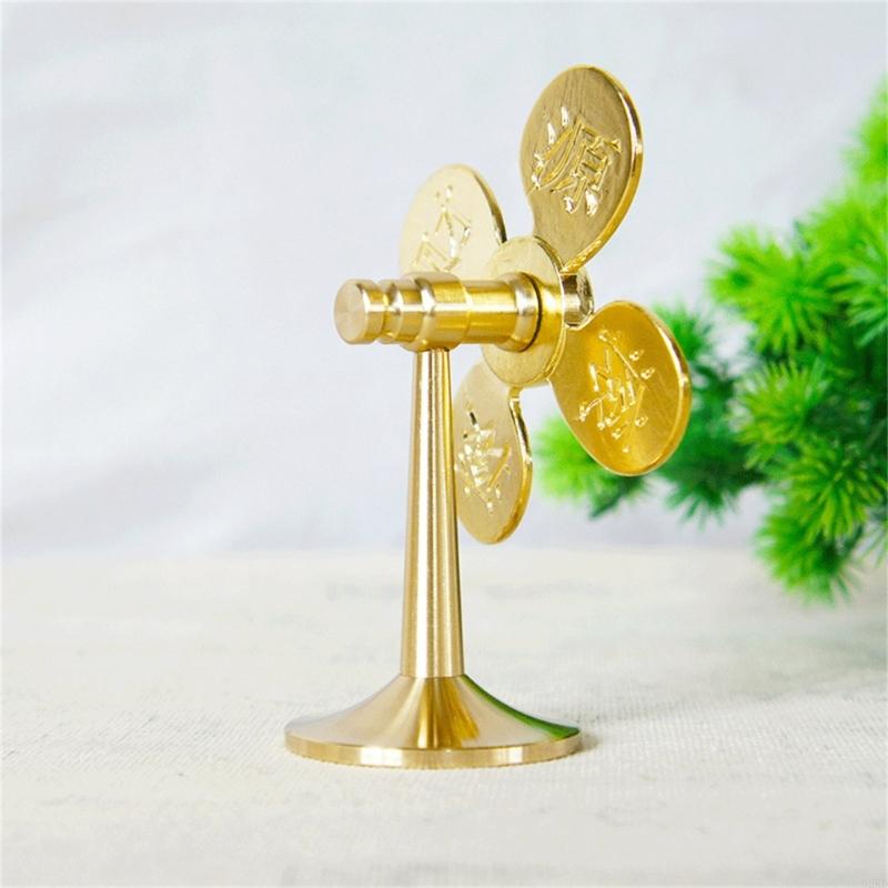 62KD Metal Windmill Model Antiqued Brass Pinwheels Statue Indoor Decors Wealth Dining Table Centerpieces Desktops Decors