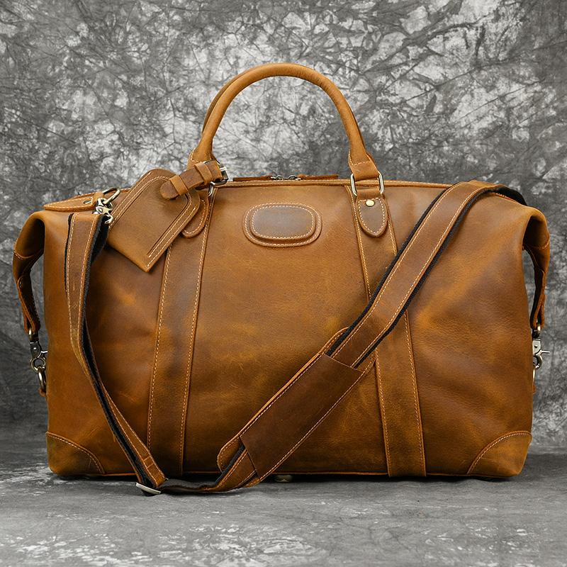 Business Travel Bag Handbag Genuine Leather Male Duffle Bags Airplane Extra Large Luggage Bag On Flights Custom Men Gift Bag