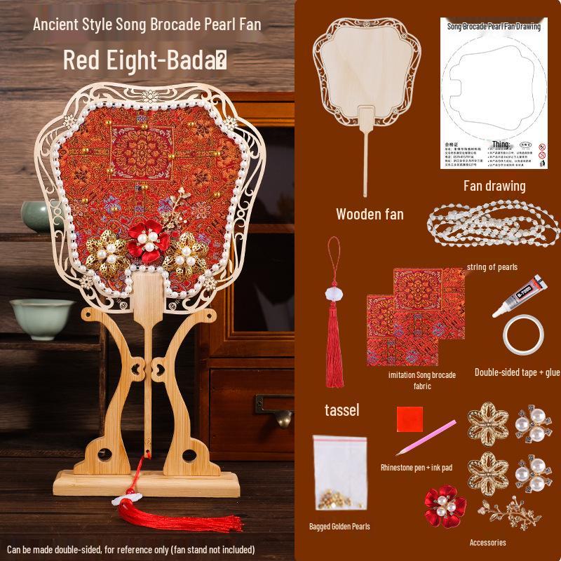 Handmade DIY Song Jin Pearl Fan Kit – Chinese Style Gift for Mother's Day, Team Building, and Salons