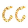 European and American Fashion Mesh Chain Round Stainless Steel Earrings Women's Trend 18K Gold Light Luxury Versatile Earrings