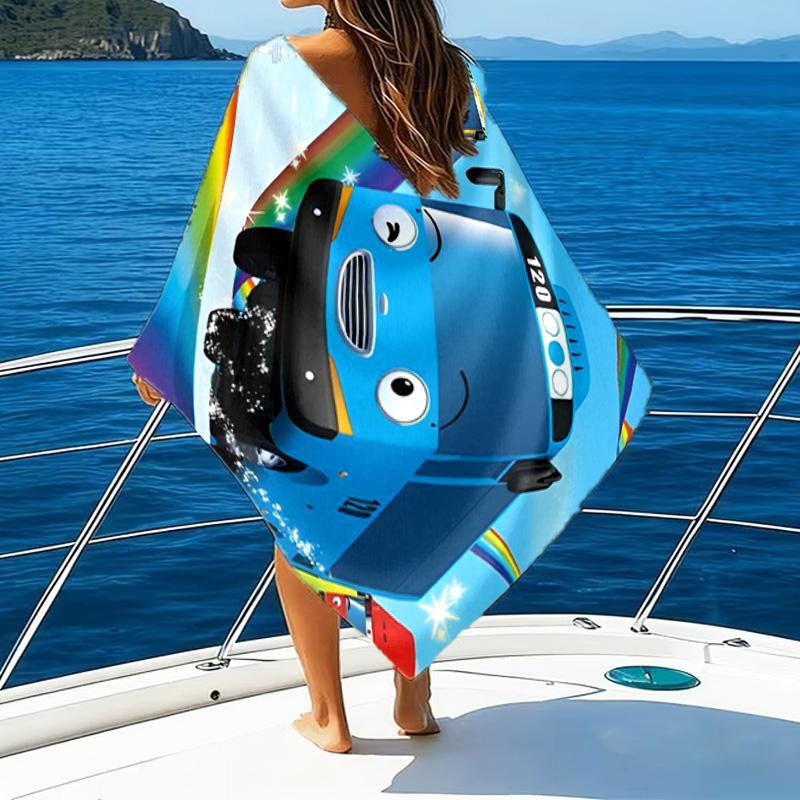 Abenteuer mit Mateo dem kleinen Bus Mikrofaser Strandtuch, Leicht und Schnelltrocknend, für Sommerreisen, Strand-Essential, Schwimmbad Outdoor