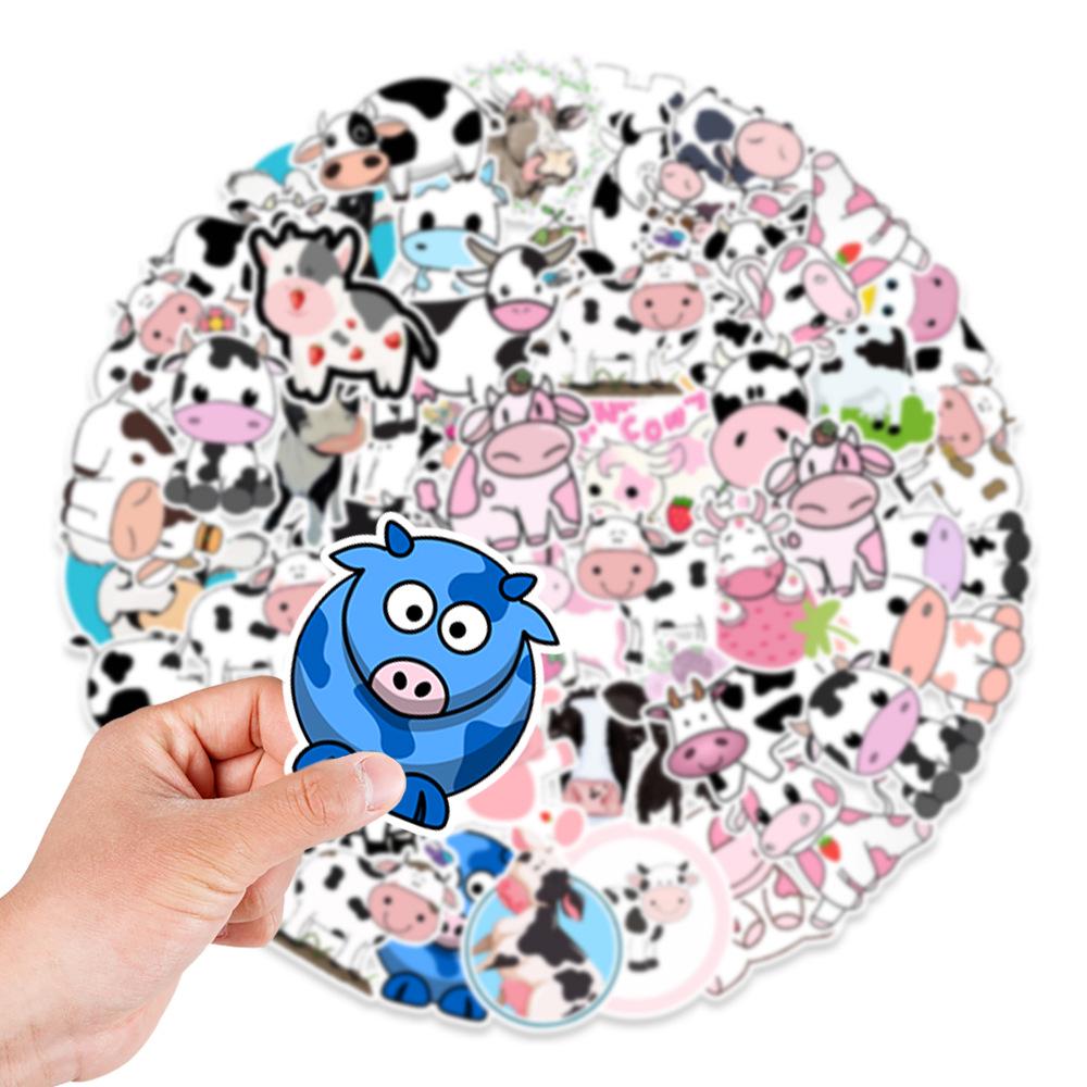 Cartoon Cute Cow Stickers: 50 Sheets for Decorating Refrigerators, Computers, Phones, and Water Cups