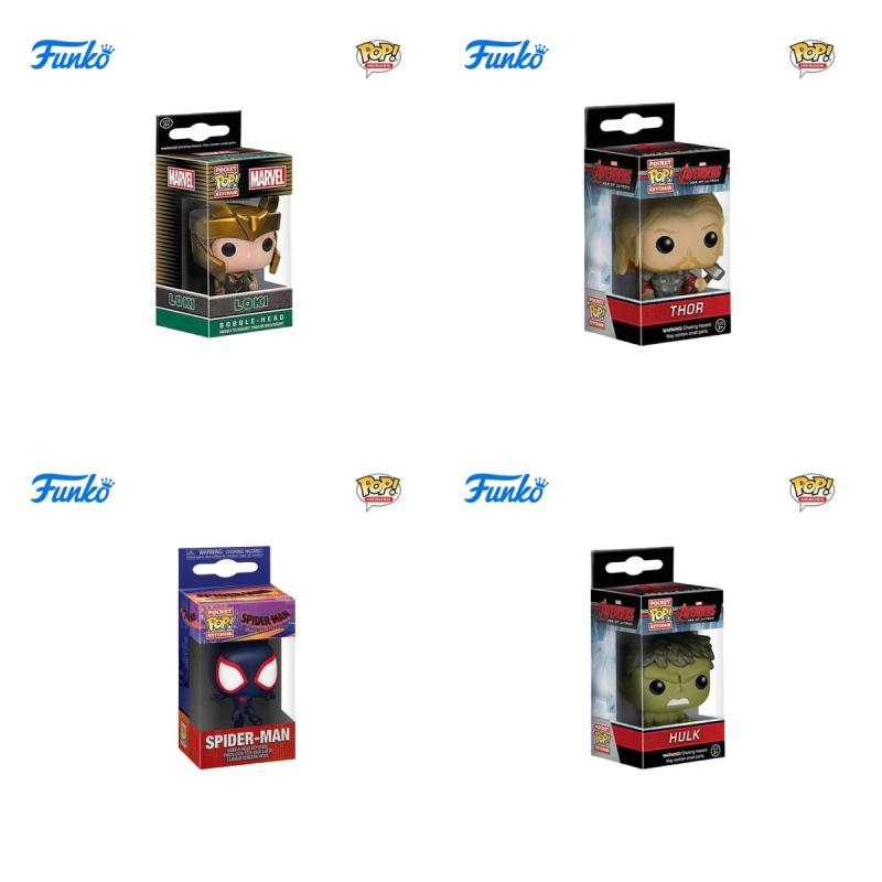 New FUNKO POP Classic FilmMarvel characters Spider-Man Thor The Hulk Toys Figures Collection Model Toy birthday Gifts Key Chain