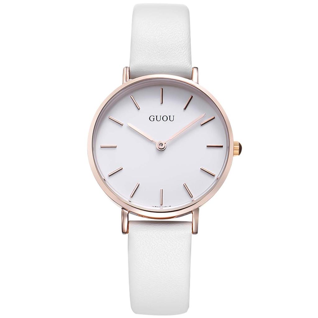 RORIOS Simple Leather Date Quartz Analog Perfect for College Casual and Size Small Women's Watch, Band, Display, Movement, Display, Waterproof,