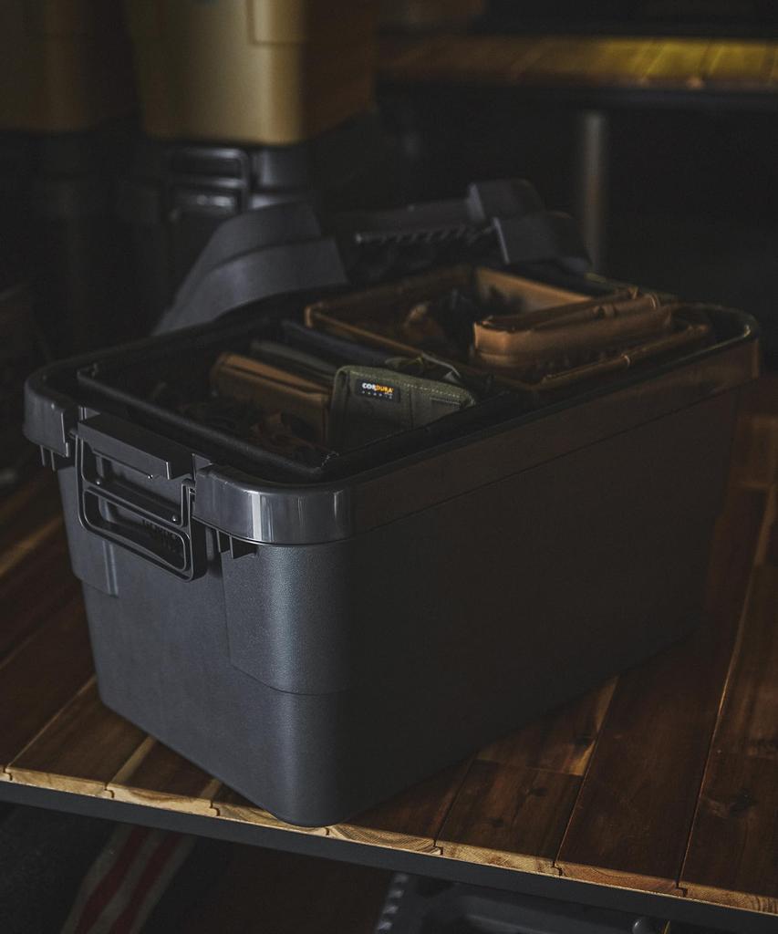 Gordon Miller Car 50L Stacking Trunk Cargo Storage Box Organizer Dark Gray with Lid Outdoor Sitting Large Capacity 1664702