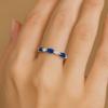 Sapphire & Cubic Zirconia Eternity Band for Women | Full Marquise Cut Wedding Ring | 925 Sterling Silver Anniversary, Engagement, Promise Gift