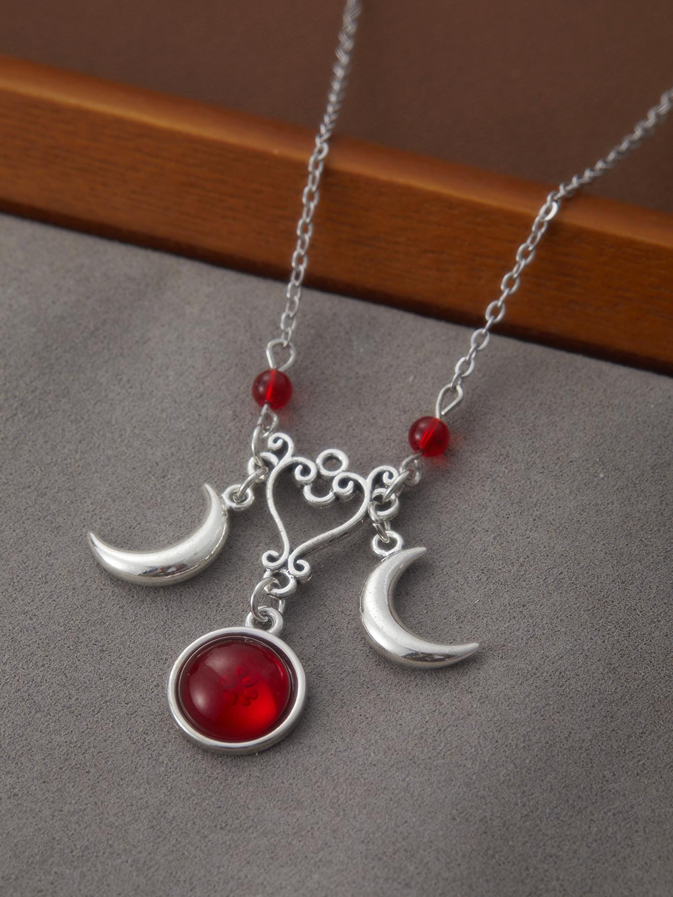 Ожерелье «Луна» из хрустального стекла, кулон «Полумесяц», ведьма, простое лунное колье, языческий подарок для волшебника
