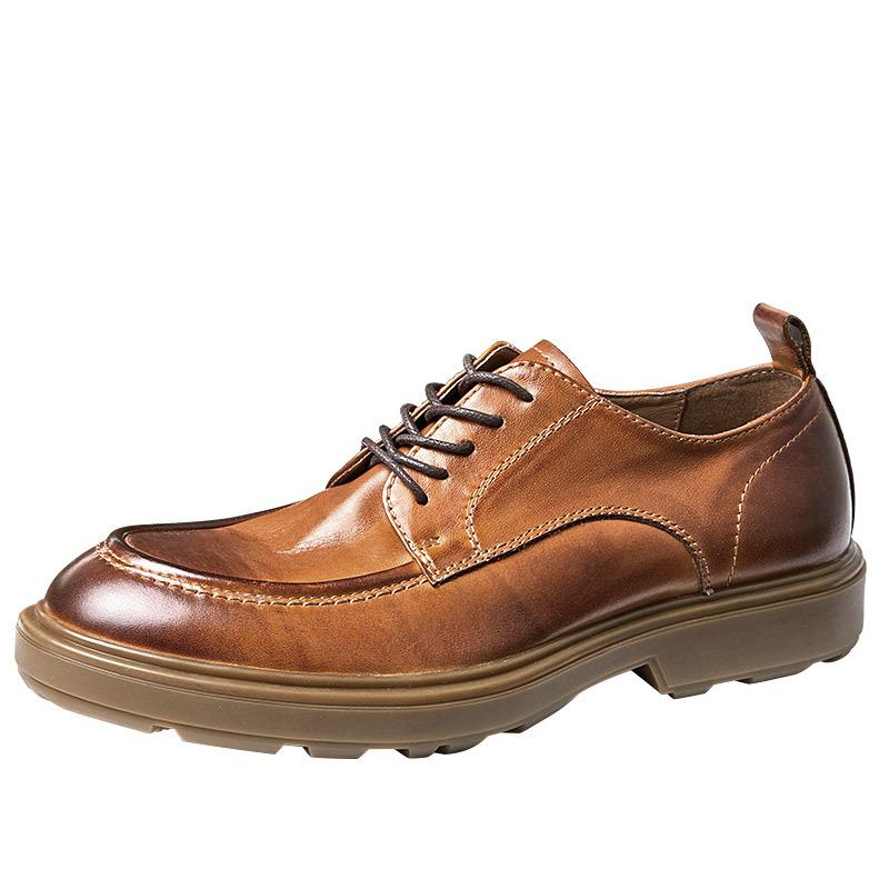 Fața simplă Pantofi din piele pentru bărbați de afaceri simpli. Pantofi din piele cu cap rotund