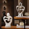 Minimalistisk parstaty Hjärta till Hjärta Parprydnad Hartsfigur Skulpturer Ljus lyx Bröllopspresent Hem Rumsdekoration