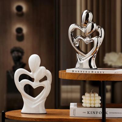 Minimalistische Paarskulptur Herz zu Herz Paar-Ornament Harz-Charakterfiguren Leichter Luxus Hochzeitsgeschenk Heimzimmer-Dekoration