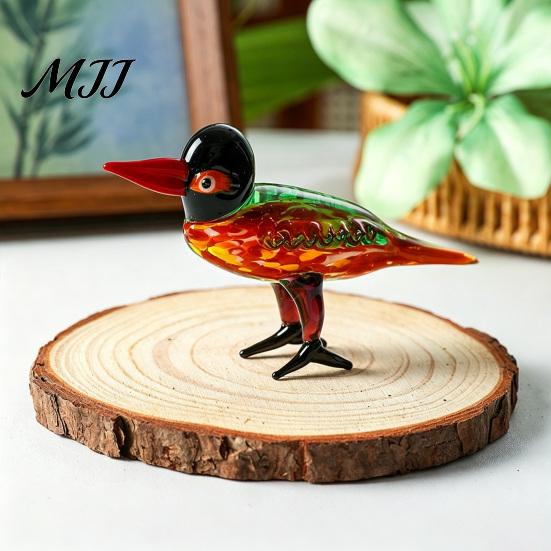 Crystal Glass Bird Collectibles Hand Blown Figurines, Colorful Mini Statues, Art Unique Crafts for Shelves Animal Ornaments Tea Table Bookshelf