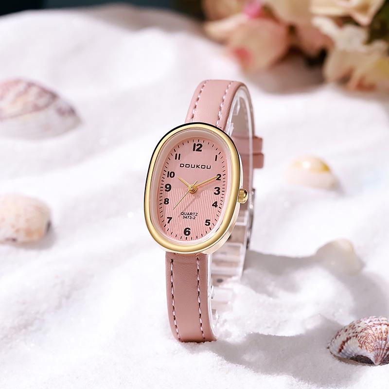 Korean Style Oval Mother-of-Pearl Women's Watch - Artistic and Elegant Design