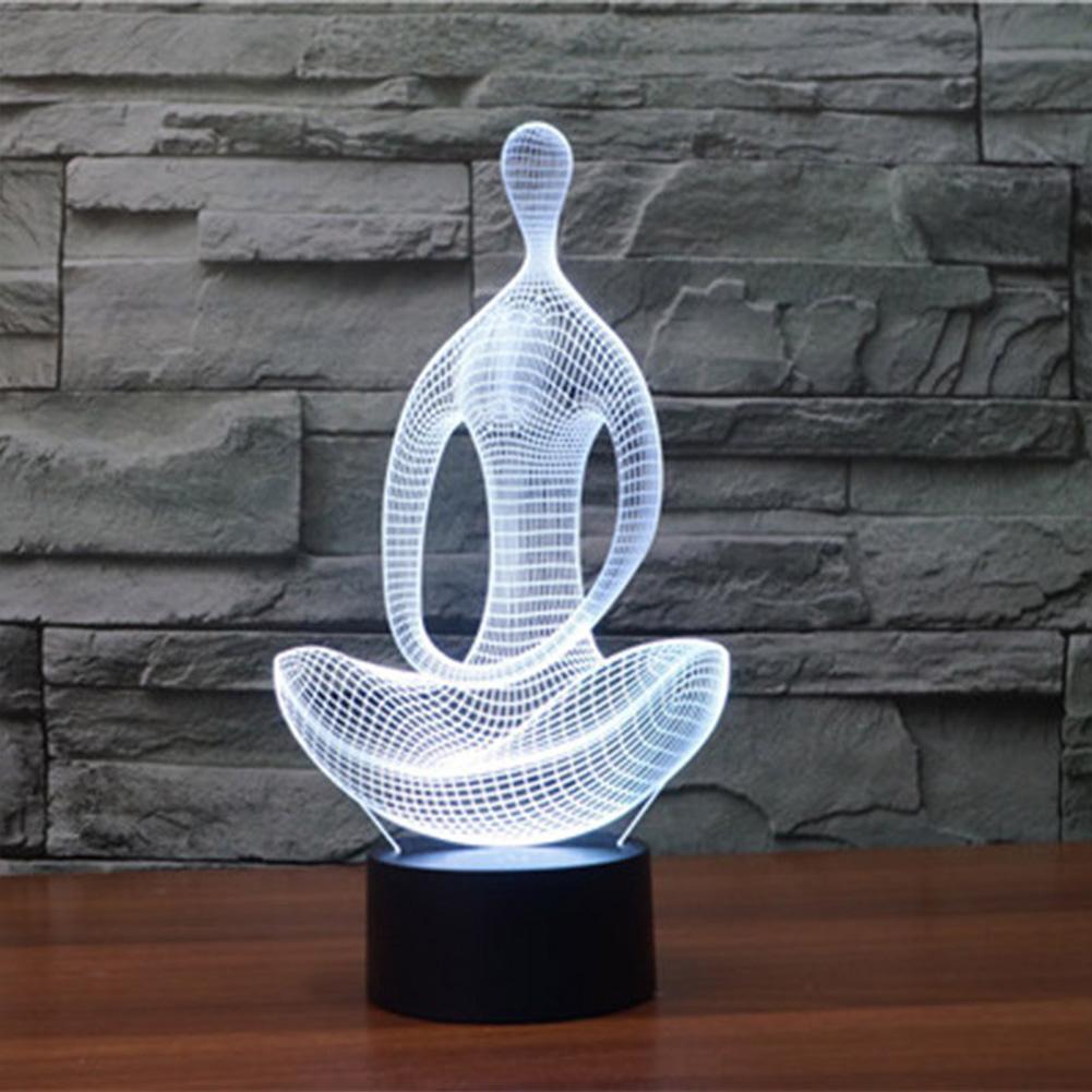 

3D 7Colors Meditation Shaped Night Light with Touch Control Decorative Home Lamp Black base#0