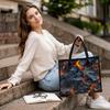 Lava Crack Print Tote Bag Fashion Large Capacity Casual Portable Handbag for Daily Shopping Commute