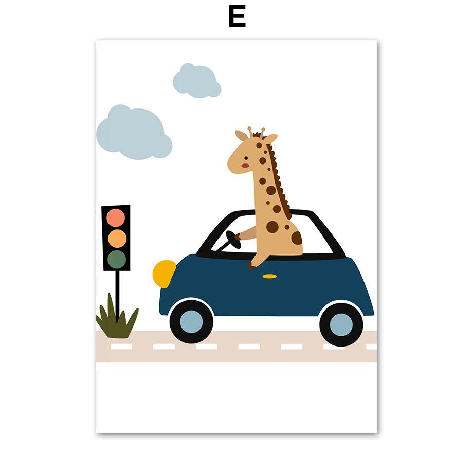 Boho Lion Giraffe Car Traffic Rainbow Number Wall Art Canvas Painting Cartoon Posters And Prints Pictures Baby Kids Room Decor