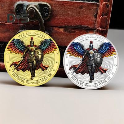 1/3/5 pezzi Arcangelo Michele moneta di sfida medaglia di metallo intagliata a doppia faccia medaglione commemorativo moneta rotonda collezione casa ufficio scrivania decorazione
