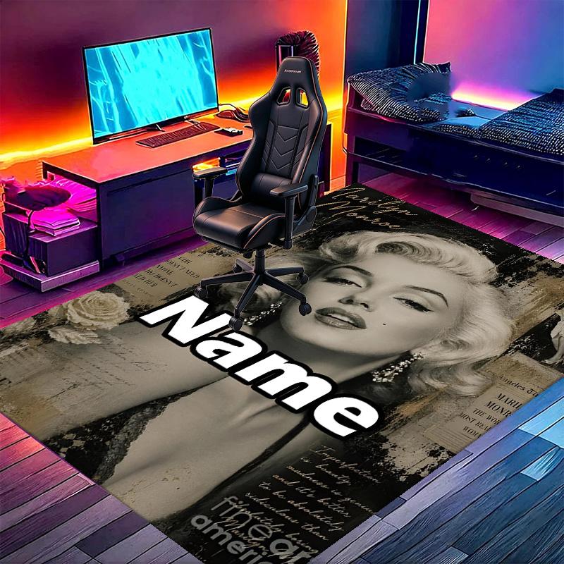 Custom Name Personalized Marilyn Monroe Print Carpet, Versatile Home Decor Rug, for Playroom, Apartment, Balcony, Entryway, Hallway Gift