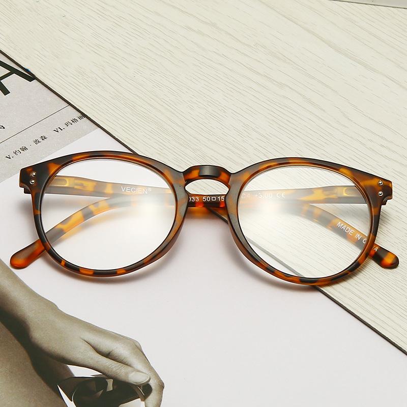 Vintage Übergroße runde Lesebrille mit Leopardenmuster für Herren und Damen, modisch, Retro, Anti-Blaulicht-Brille