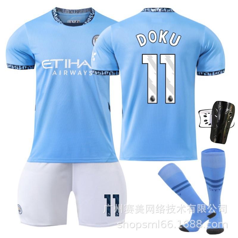 Manchester City Heim-Fußballtrikots 9 Harland 47 Forden 19 Alvarez 11 Doku 2425 Trikot-Set