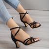 Fashion New Sandals Women's Ankle Strap Gladiator Sandals Women High Heels Cross Straps Gold Sandalias Mujer Summer Shoes Woman