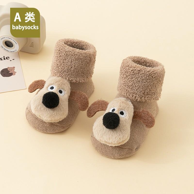 

Woolen And Thickened Combed Cotton Socks For Newborns In Winter, And - Baby Socks For Boys And Girls In Winter With Glue. One Size хакі
