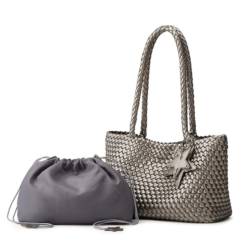 Large-capacity Horizontal Hand-woven Single-shoulder Bag, High-end Vegetable Basket Bag, Casual Tote Bag
