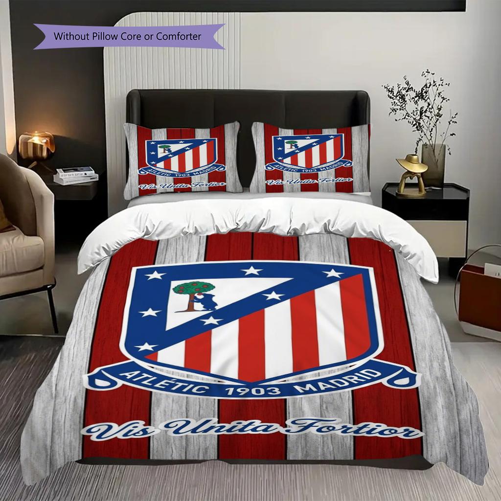 Strength Unity: Atlético Madrid Spirit Three-piece Set (1 * Duvet Cover + 2 * Pillowcase, Without Core) Duvet Cover and Pillowcase Bedding Set