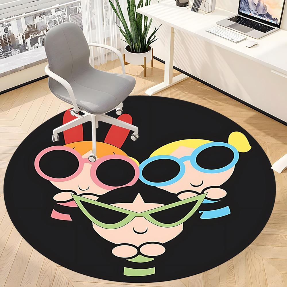 1pc Powerpuff Girls Office Round Area Rug, Under Office Chairs Bedroom Living Room Home Decor  a1022125