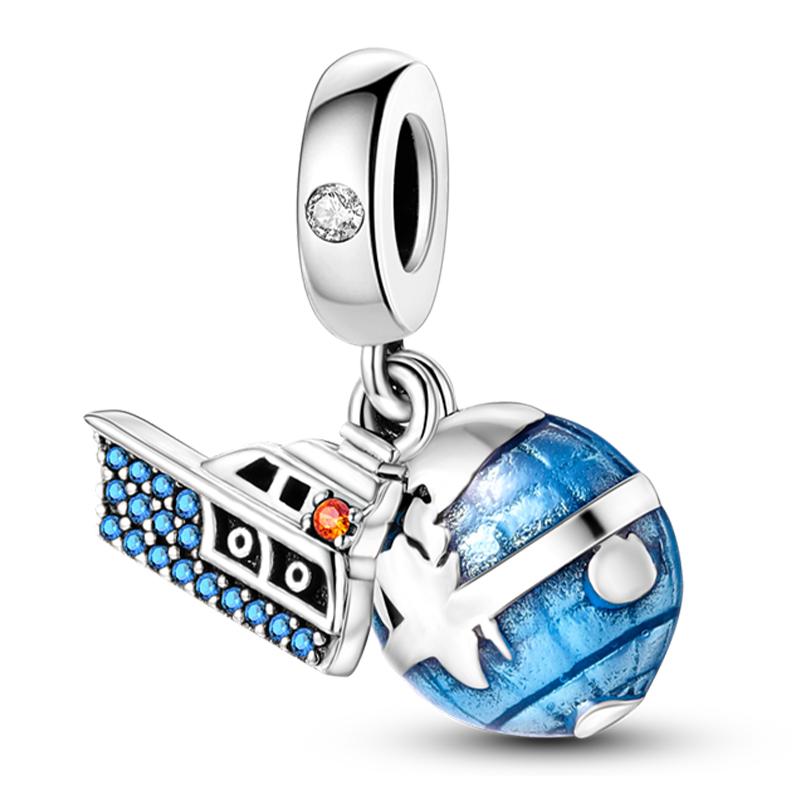 Copper Pendants Fit Diy Original Travel Charm Blue Cruise Ship'S Anchor Bracelet Necklace Fashion Party Jewelry