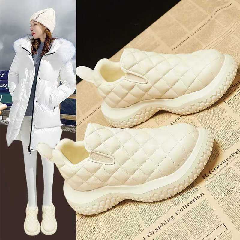 

Autumn and winter new non-slip snow boots 2024 women s velvet thickened warm Northeast cotton shoes waterproof one-pedal bread shoes 40