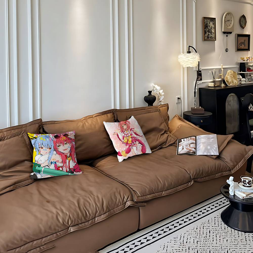 Anime Hololive Sakura Poszewki na Poduszki Kreskówkowe Sofa Dekoracyjne Domowe Dwustronny Druk Krótki Plusz Urocza Poszewka na Poduszkę
