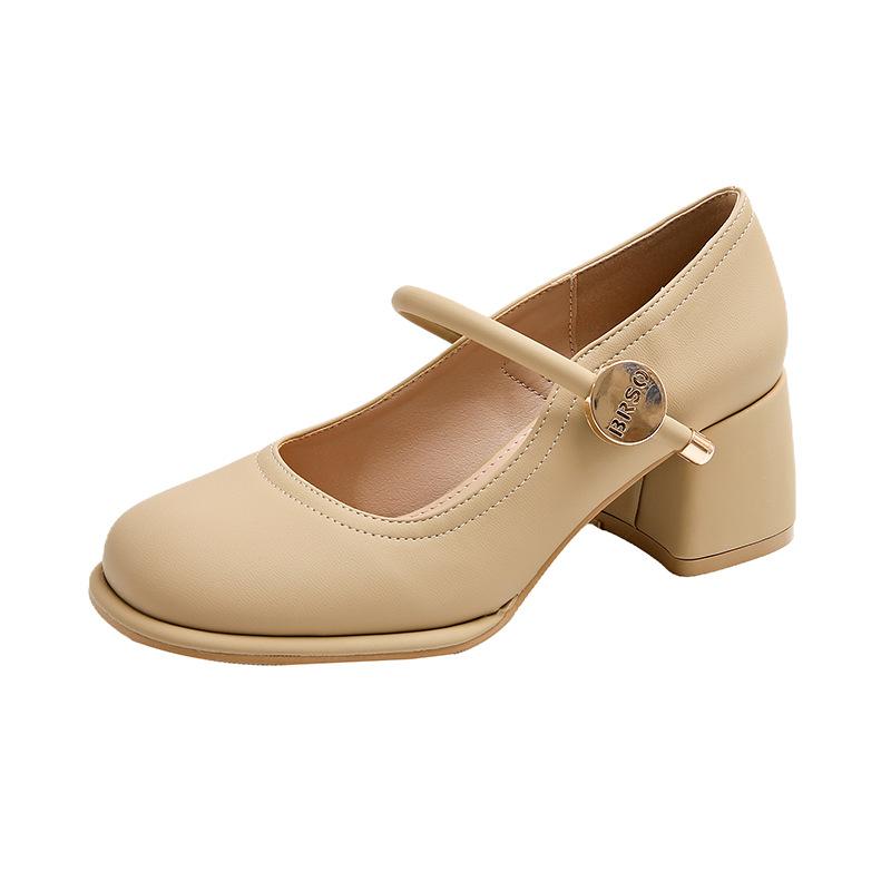 

French gentle evening breeze Mary Jane high heels women s versatile thick heel skirt spring 2025 new small leather shoes single shoes 40