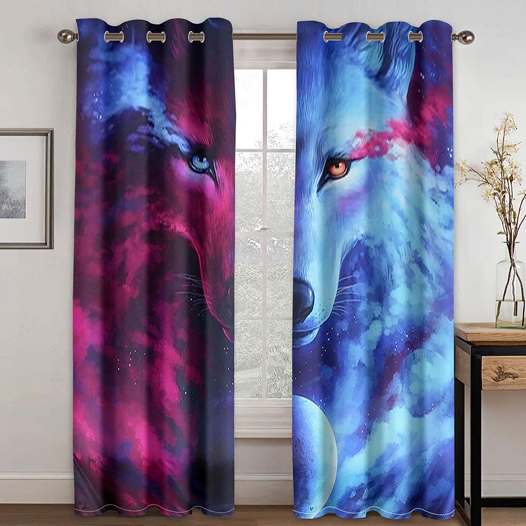 Wild Wolf Animal Free Shipping Window Curtains Blinds For Living Room Kid's Bedroom Bathroom Kicthen Office Door Home Decor2Pcs