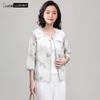 LUDIan Women's Floral Cotton-Linen 3/4 Sleeve Shirt