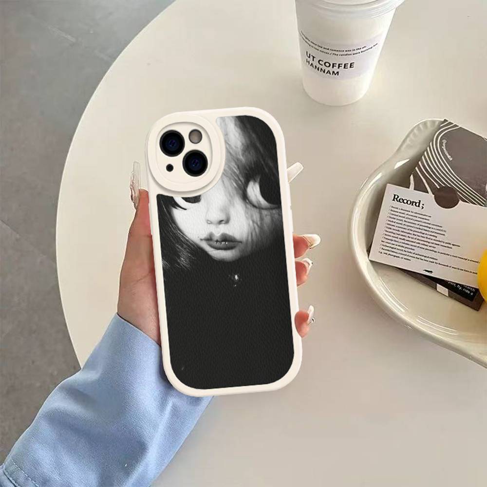 Dark Cute Girl Doll Leather Phone Case For IPhone 16 16e 15 14 13 12 11 Pro Max Plus Mini Cover